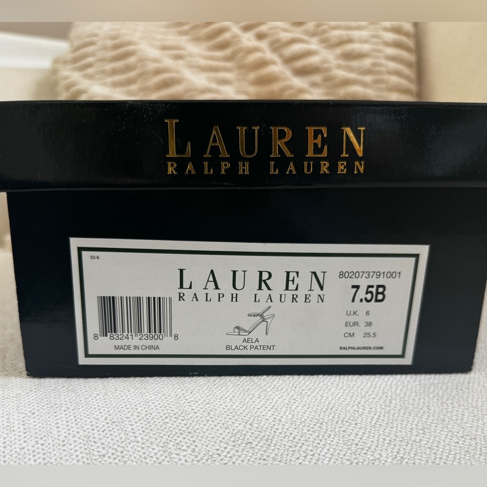 Lauren Ralph Lauren Black Patent Strappy Heels - Picture 8 of 8